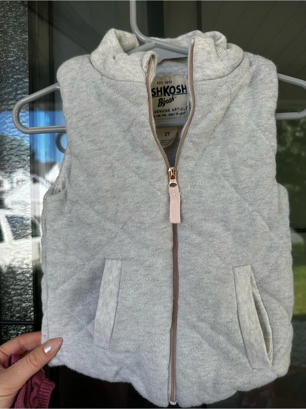 OshKosh Quilted Grey Hooded Vest with Old Navy Mauve Tulle Skirt Bundle